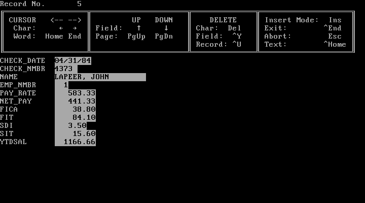dBase III r1.0 - Edit